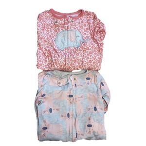 Carters Set of 2 Zip-Up Footie Onesies with Elephants and Koalas